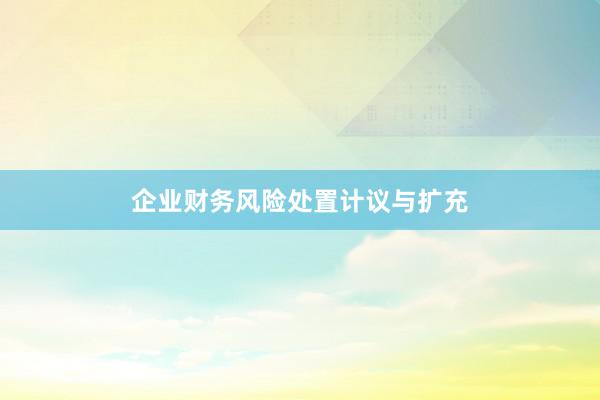 企业财务风险处置计议与扩充